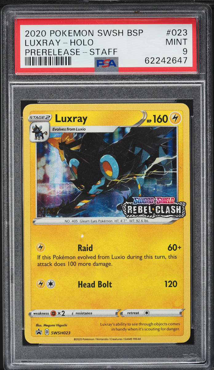 2020 Pokemon SWSH Black Star Promo Prerelease Staff Holo Luxray #23 PSA 9 MINT