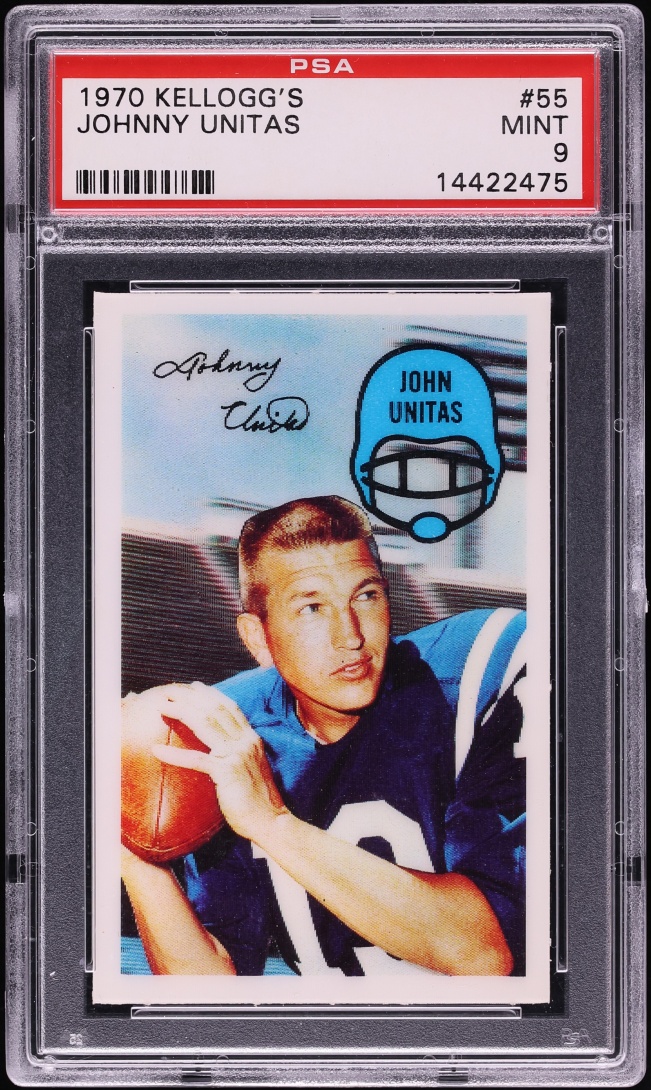 1970 Kellogg's Football Johnny Unitas #55 PSA 9 MINT - Photo 1