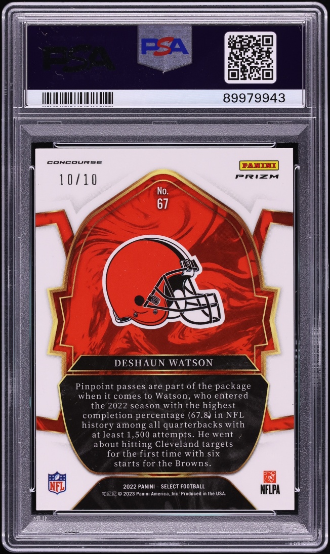 2022 Select Premier Level Gold Disco Prizm Deshaun Watson 10/10 #67 PSA 10 GEM MINT - Photo 2