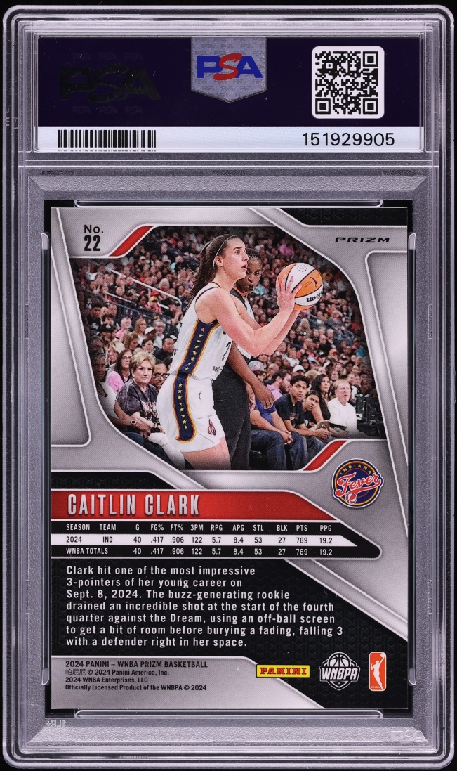 2024 Panini Prizm WNBA Silver Caitlin Clark ROOKIE #22 PSA 9 MINT - Photo 2