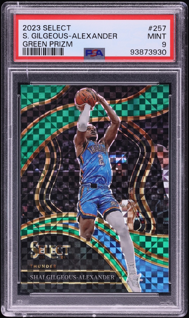 2023 Select Courtside Green Prizm Shai Gilgeous-Alexander 1/5 #257 PSA 9 MINT - Photo 1