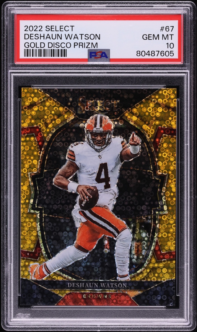 2022 Select Premier Level Gold Disco Prizm Deshaun Watson /10 #67 PSA 10 GEM MINT - Photo 1