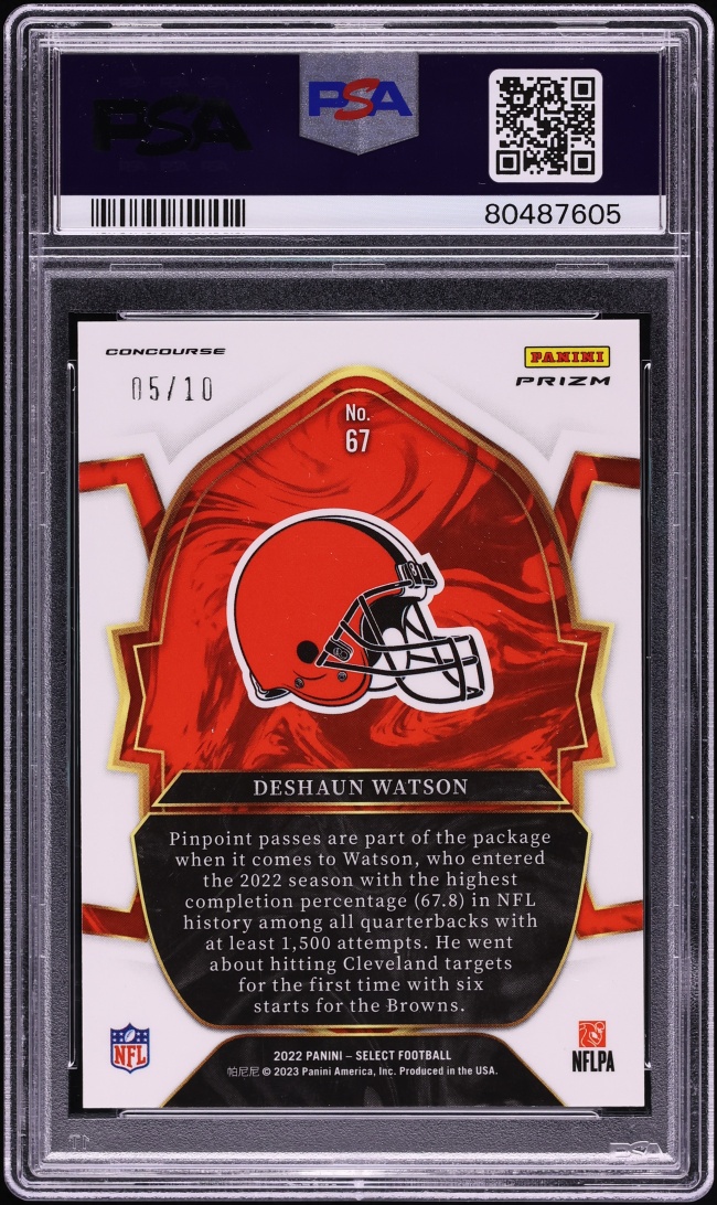 2022 Select Premier Level Gold Disco Prizm Deshaun Watson /10 #67 PSA 10 GEM MINT - Photo 2