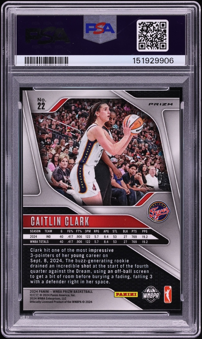 2024 Panini Prizm WNBA Silver Caitlin Clark ROOKIE #22 PSA 9 MINT - Photo 2