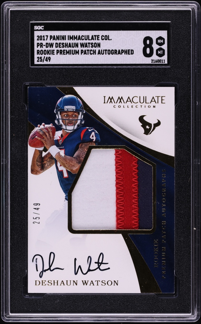 2017 Immaculate Collection Premium Deshaun Watson ROOKIE PATCH AUTO /49 #PR-DW SGC 8 NM-MT - Photo 1