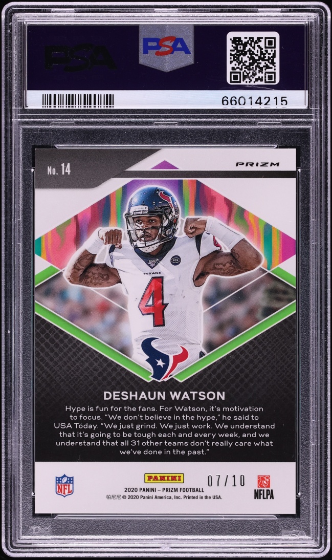2020 Panini Prizm Hype Gold Deshaun Watson /10 #14 PSA 9 MINT - Photo 2