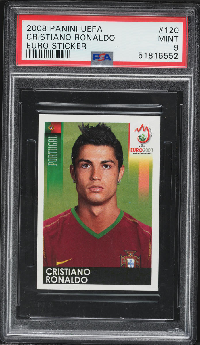 2008 Panini UEFA Euro Sticker Cristiano Ronaldo #120 PSA 9 MINT