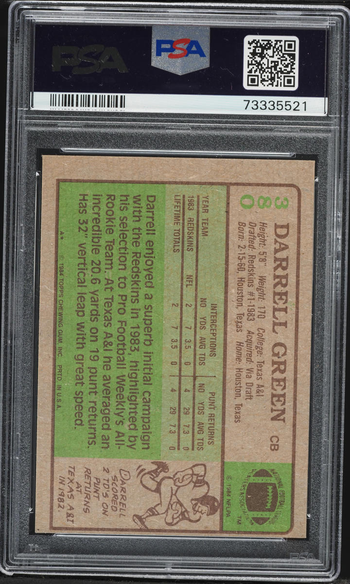 1984 Topps Football Darrell Green ROOKIE #380 PSA 5 EX