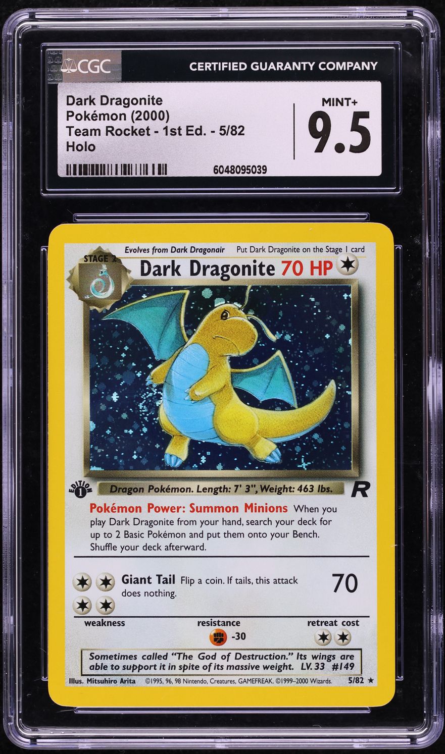 2000 Pokemon Team Rocket 1st Edition Holo Dark Dragonite #5 CGC 9.5 MINT+