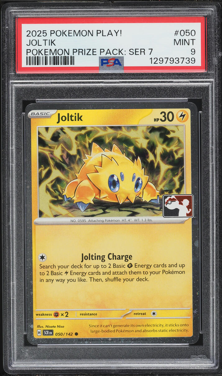 2025 Pokemon Scarlet & Violet Stellar Crown Play! Prize Pack Series 7 Joltik #50 PSA 9 MINT