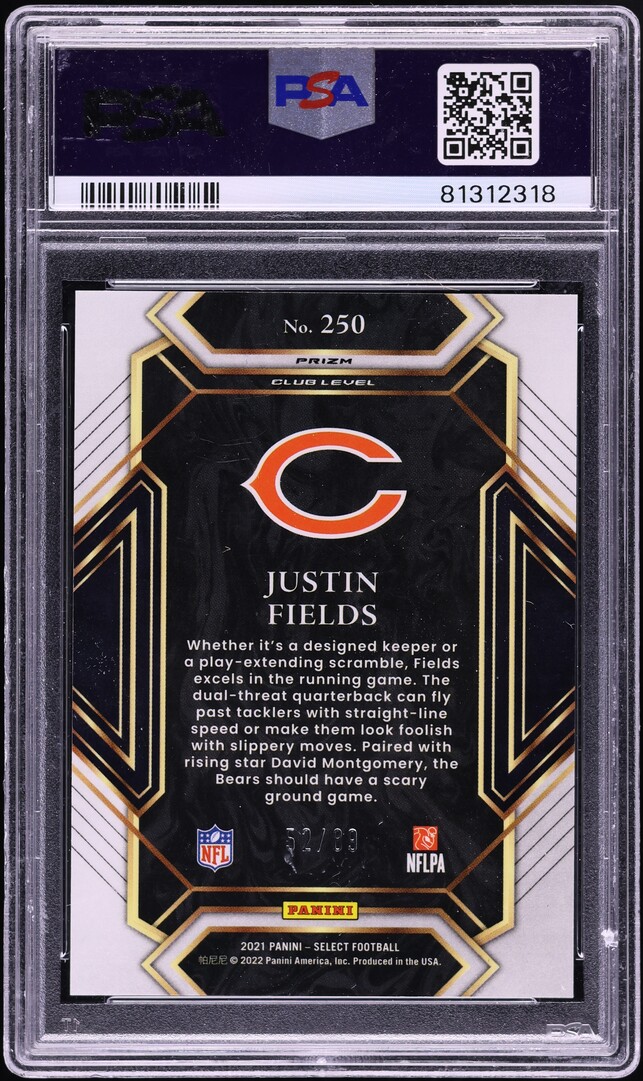 2021 Select Club Level Dragon Scale Justin Fields ROOKIE /89 #250 PSA 9 MINT