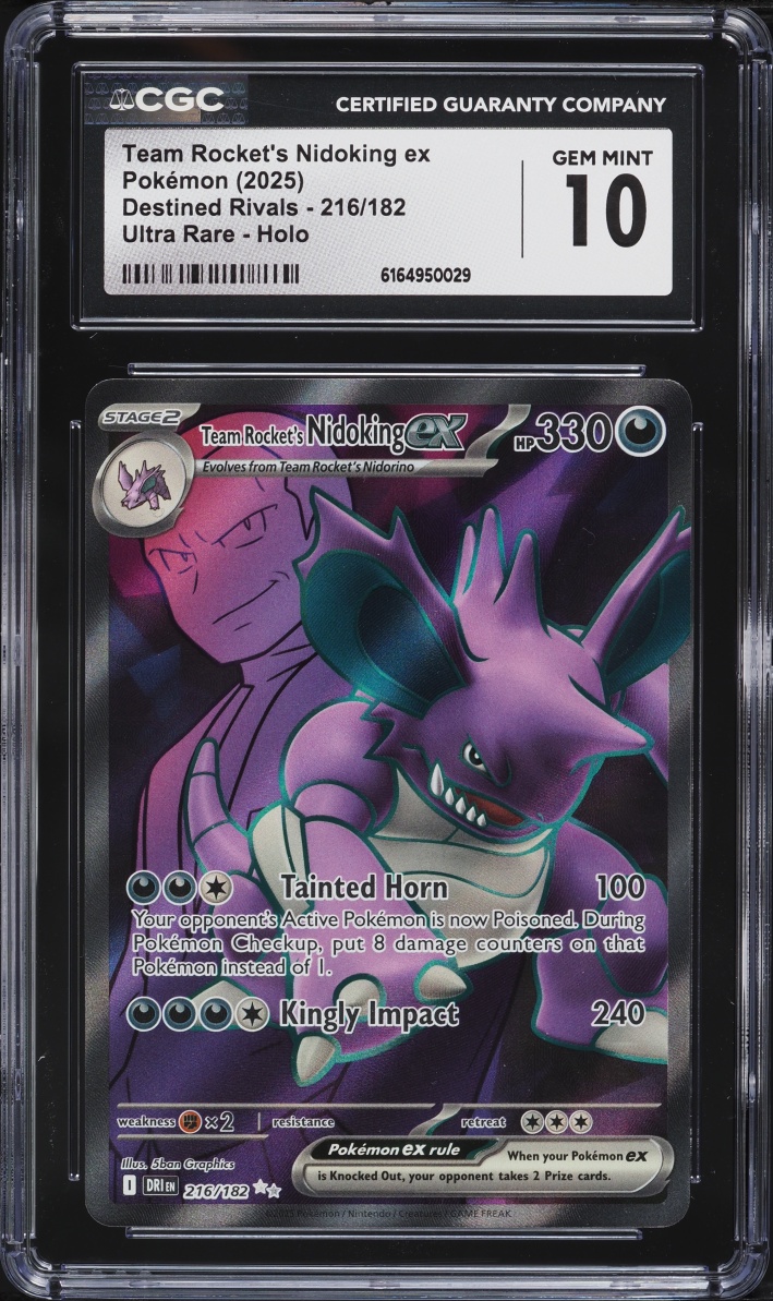 2025 Pokemon Scarlet & Violet Destined Rivals Full Art Team Rocket's Nidoking Ex #216 CGC 10