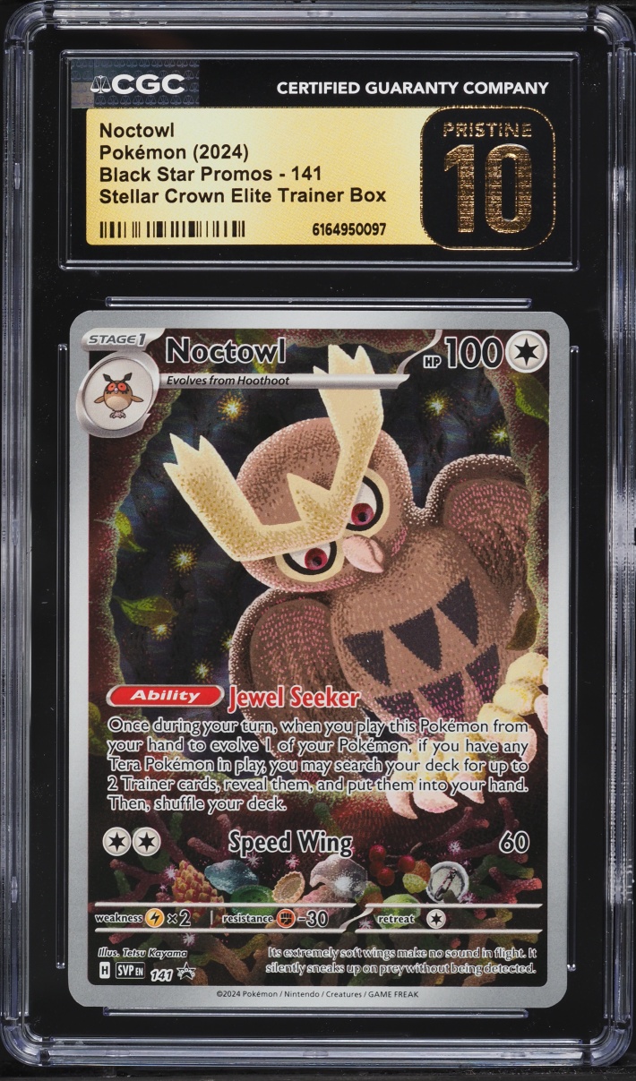 2024 Pokemon Scarlet & Violet Promo Stellar Crown ETB Full Art Noctowl #141 CGC 10 PRISTINE