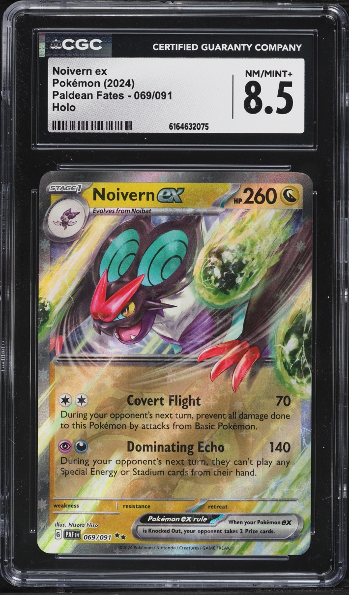 2024 Pokemon Scarlet & Violet Paldean Fates Holo Noivern ex #69 CGC 8.5 NM-MT+