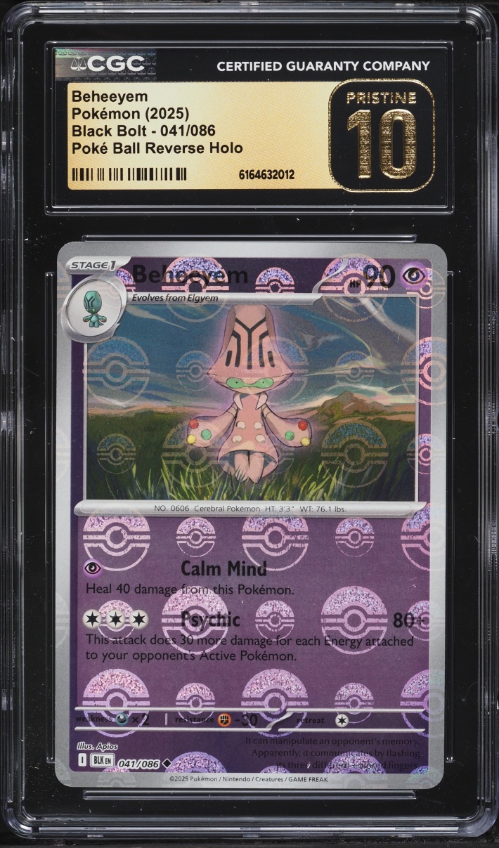 2025 Pokemon Scarlet & Violet Black Bolt Poke Ball Reverse Holo Beheeyem #41 CGC 10 PRISTINE