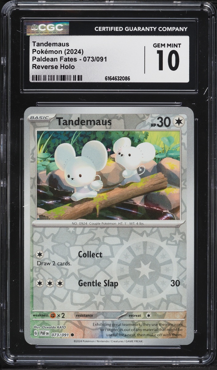 2024 Pokemon Scarlet & Violet Paldean Fates Reverse Holo Tandemaus #073 CGC 10 GEM MINT