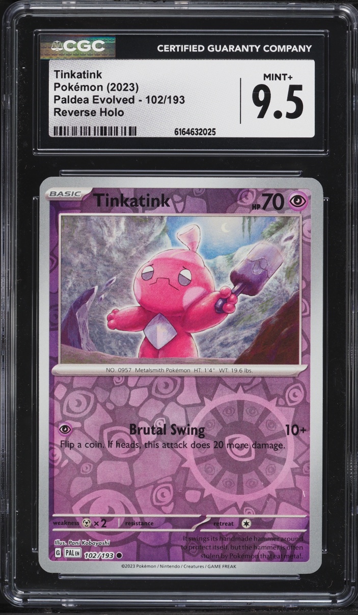 2023 Pokemon Scarlet & Violet Paldea Evolved Reverse Holo Tinkatink #102 CGC 9.5 MINT+