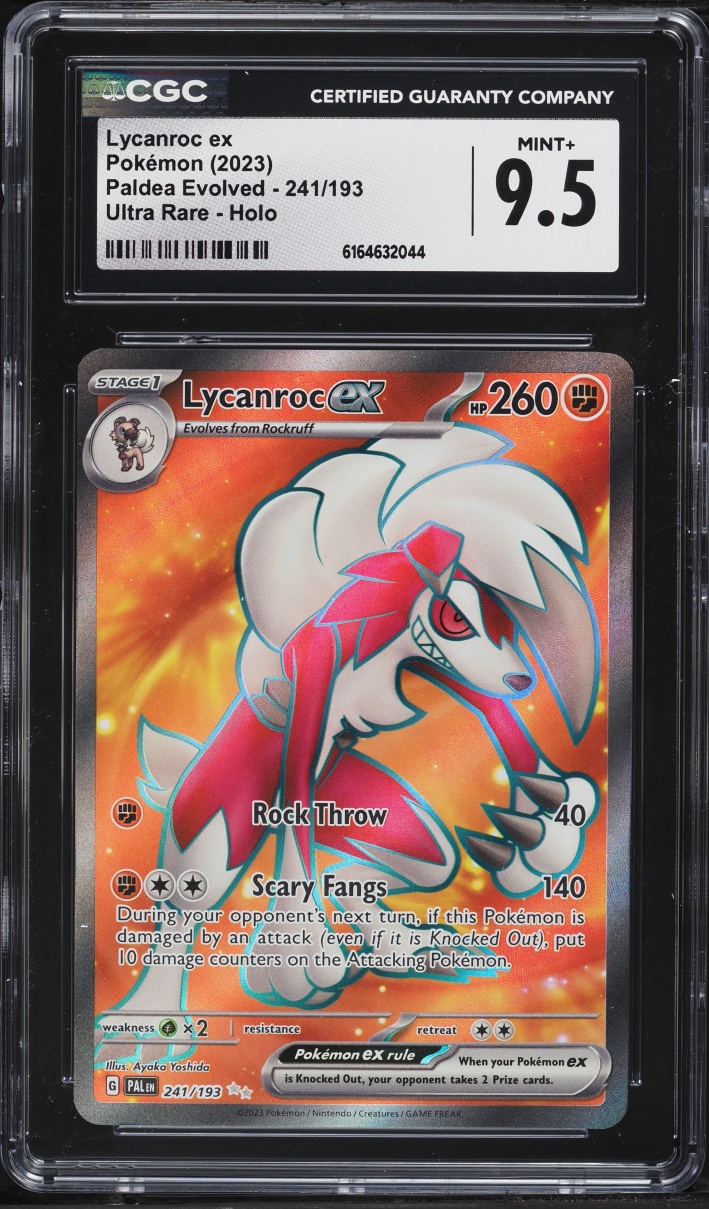 2023 Pokemon Scarlet & Violet Paldea Evolved Full Art Lycanroc ex #241 CGC 9.5 MINT+