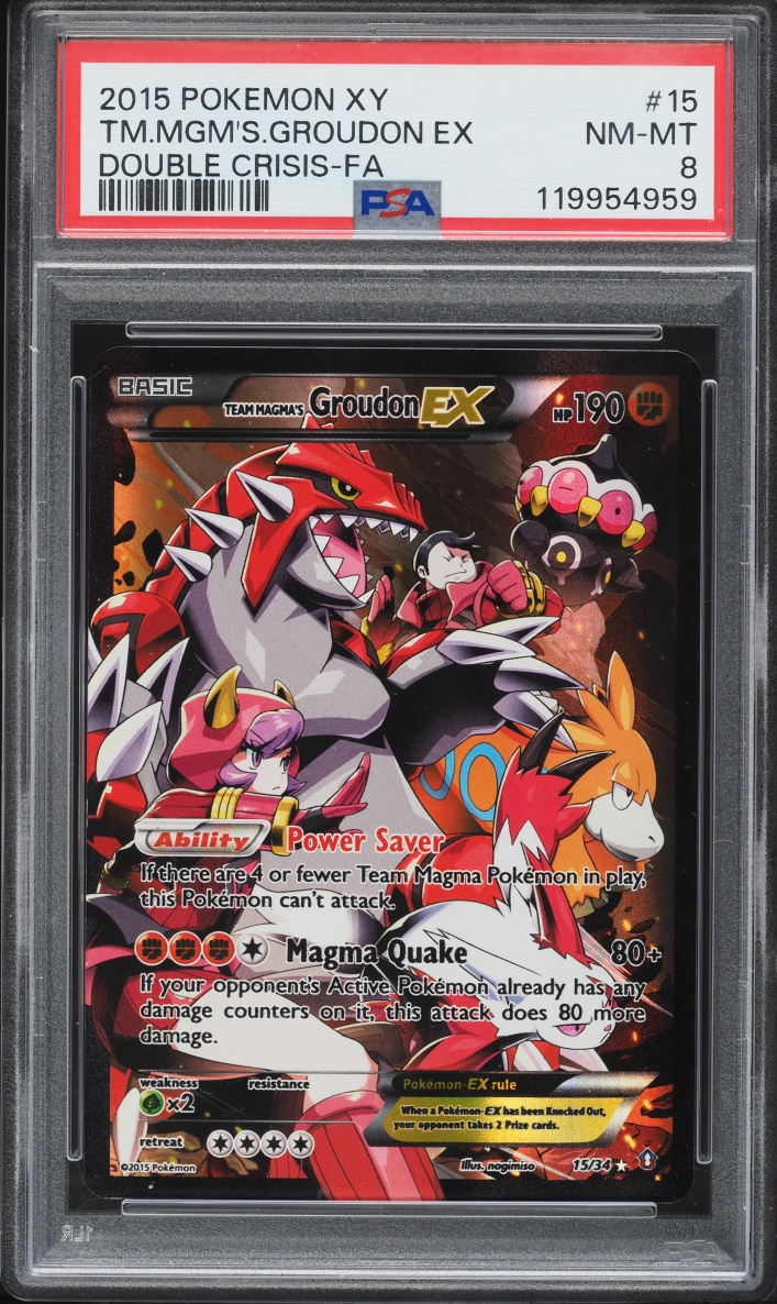 2015 Pokemon XY Double Crisis Full Art Team Magma's Groudon EX #15 PSA 8 NM-MT