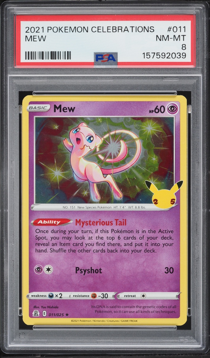 2021 Pokemon Sword & Shield Celebrations Holo Mew #11 PSA 8 NM-MT