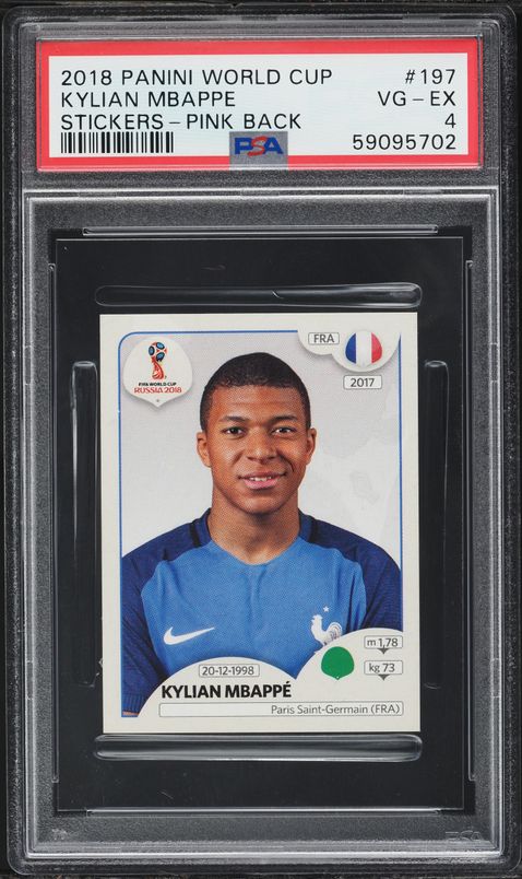2018 Panini World Cup Stickers Gold Kylian Mbappe ROOKIE #209 PSA