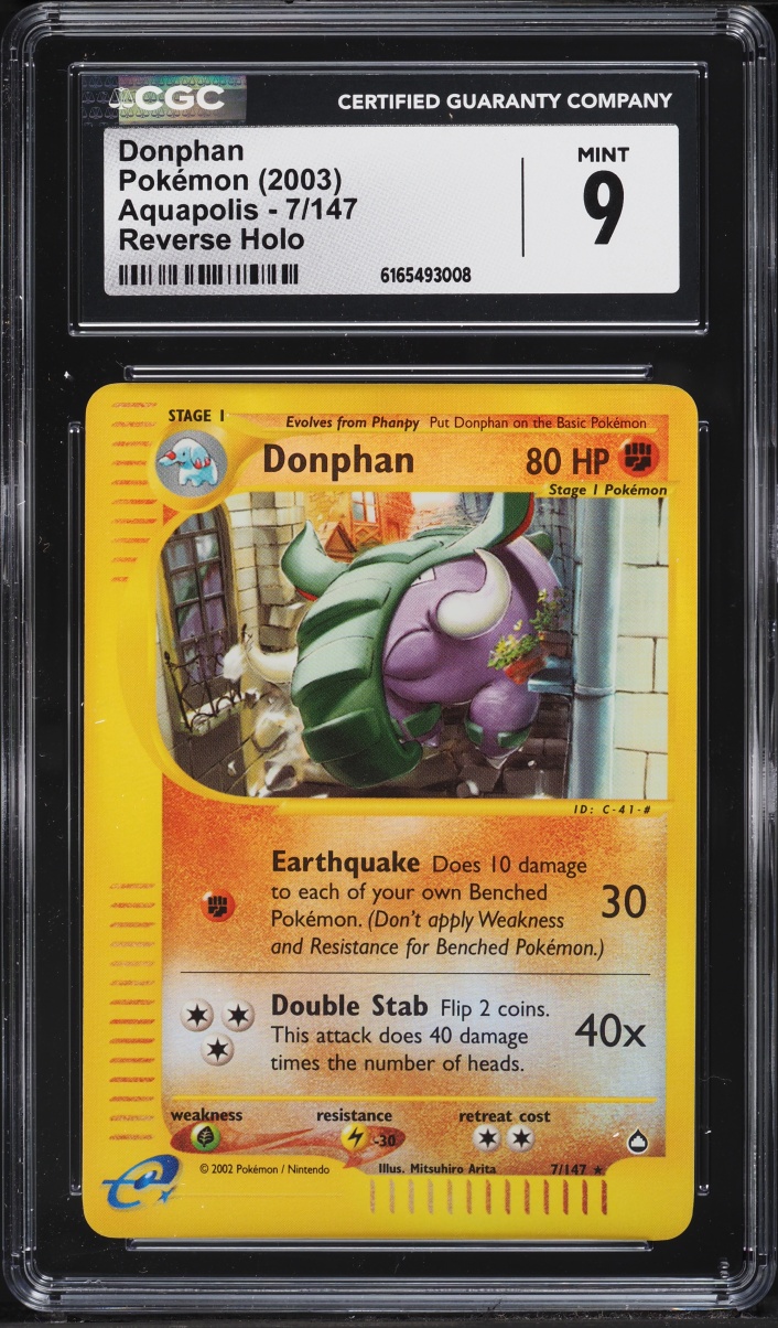 2003 Pokemon Aquapolis Reverse Holo Donphan #7 CGC 9 MINT