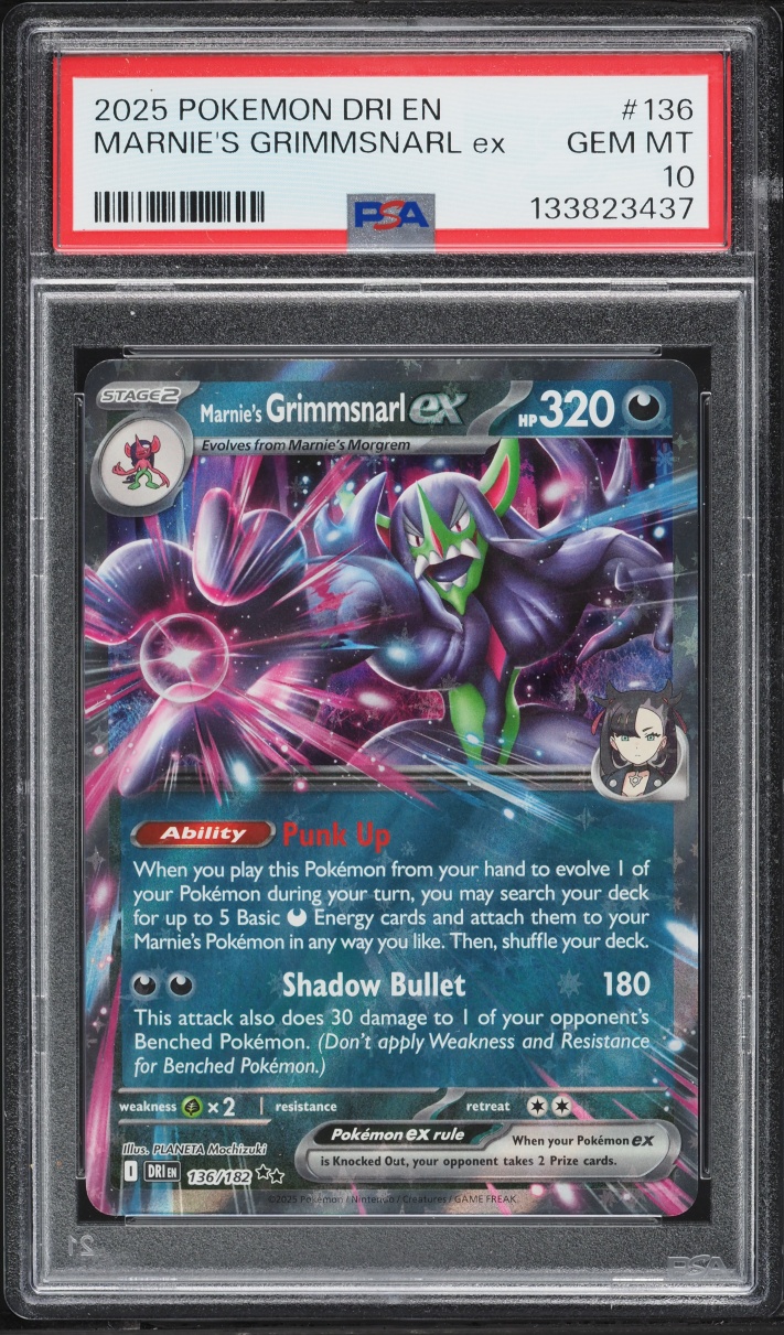 2025 Pokemon Scarlet & Violet Destined Rivals Holo Marnie's Grimmsnarl Ex #136 PSA 10 GEM MINT