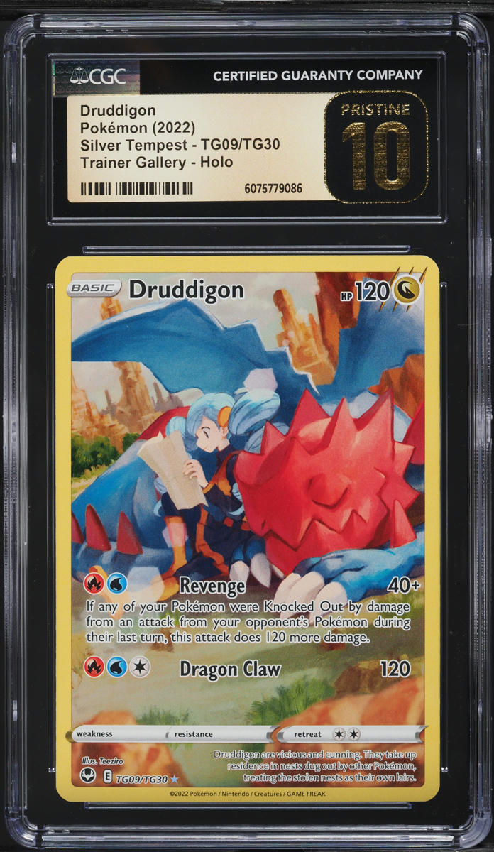 2022 Pokemon Sword & Shield Silver Tempest CHR Druddigon #TG09 CGC 10 PRISTINE