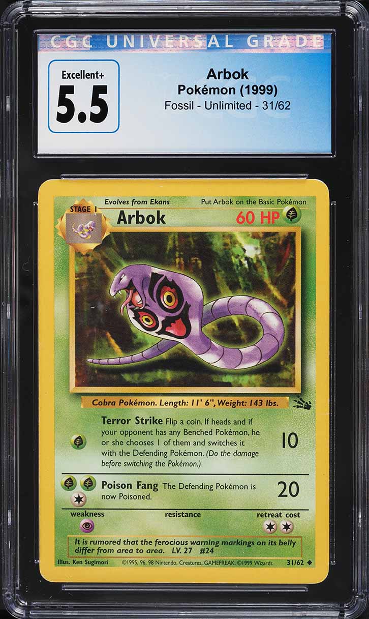 1999 Pokemon Fossil Arbok #31 CGC 5.5 EX+