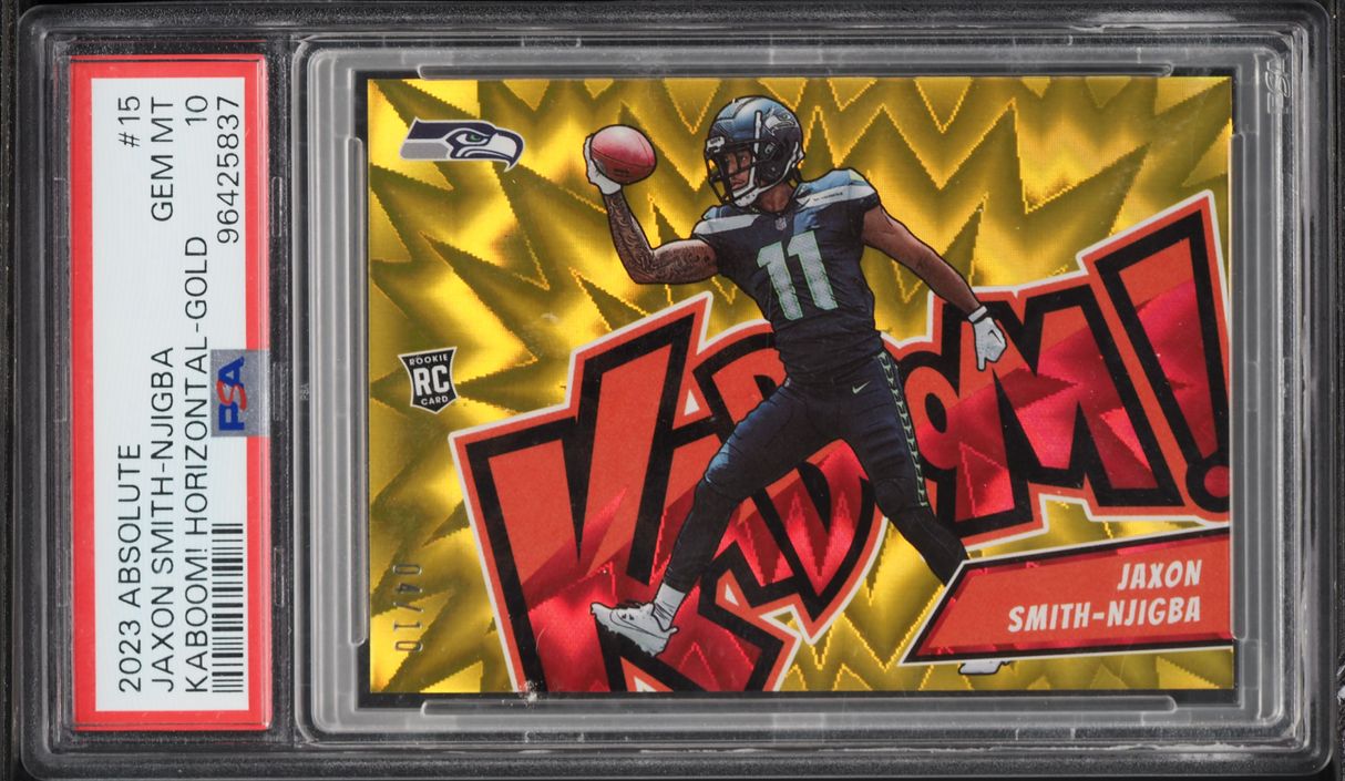 2023 Absolute Kaboom! Horizontal Gold Jaxon Smith-Njigba ROOKIE /10 #15 PSA 10 GEM MINT