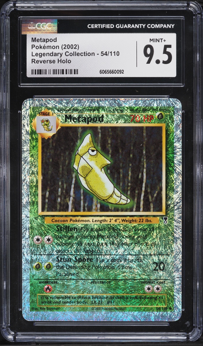 2002 Pokemon Legendary Collection Reverse Holo Metapod #54 CGC 9.5 MINT+
