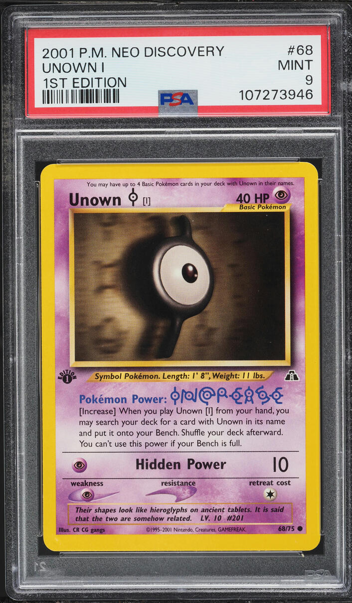 2001 Pokemon Neo Discovery 1st Edition Unown I #68 PSA 9 MINT