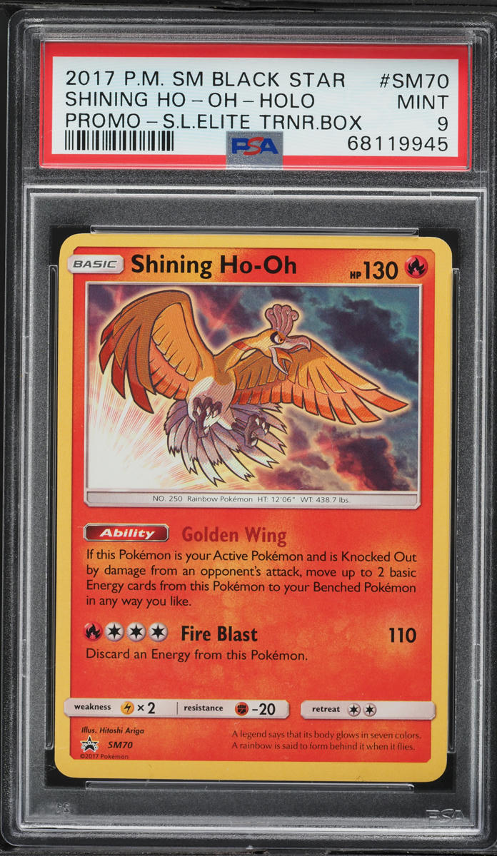 2017 Pokemon Sun & Moon Promo Legends ETB Holo Shining Ho-Oh #SM70 PSA 9 MINT