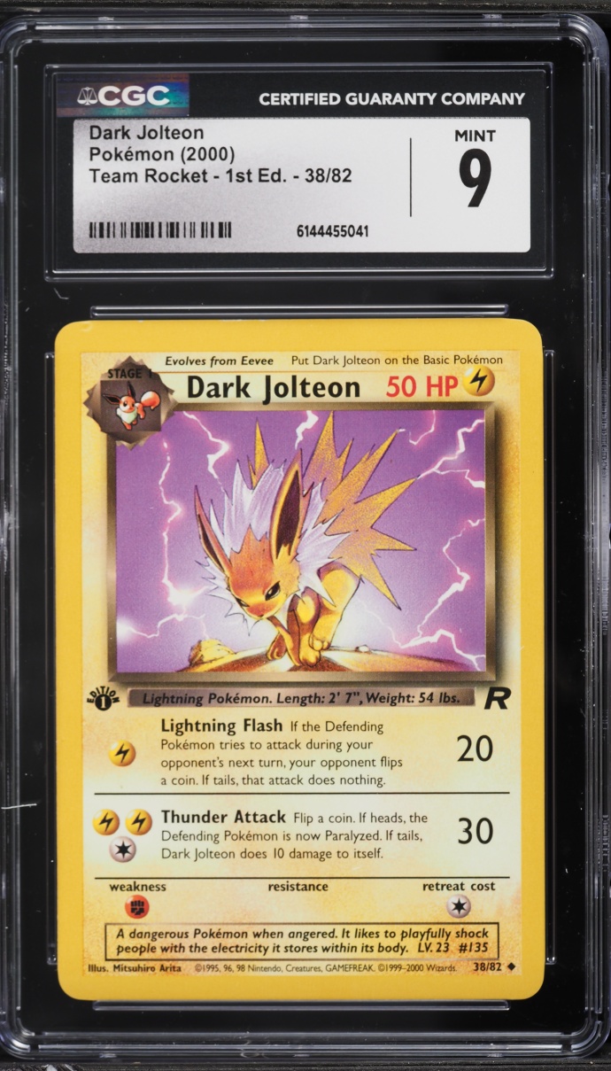 2000 Pokemon Team Rocket 1st Edition Dark Jolteon #38 CGC 9 MINT