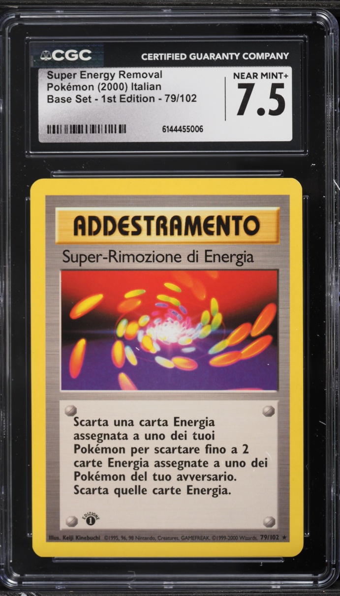 2000 Pokemon Italian Base Set 1st Edition Super Energy Removal #79 CGC 7.5 NRMT+