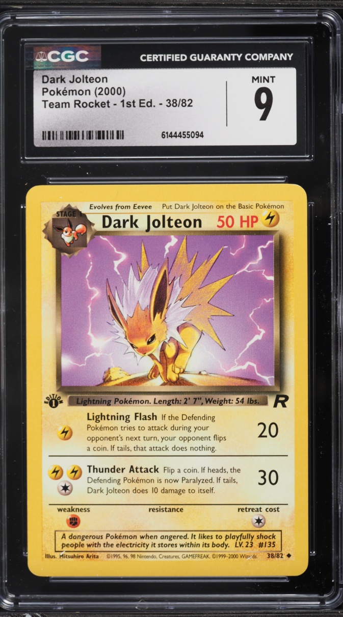 2000 Pokemon Team Rocket 1st Edition Dark Jolteon #38 CGC 9 MINT