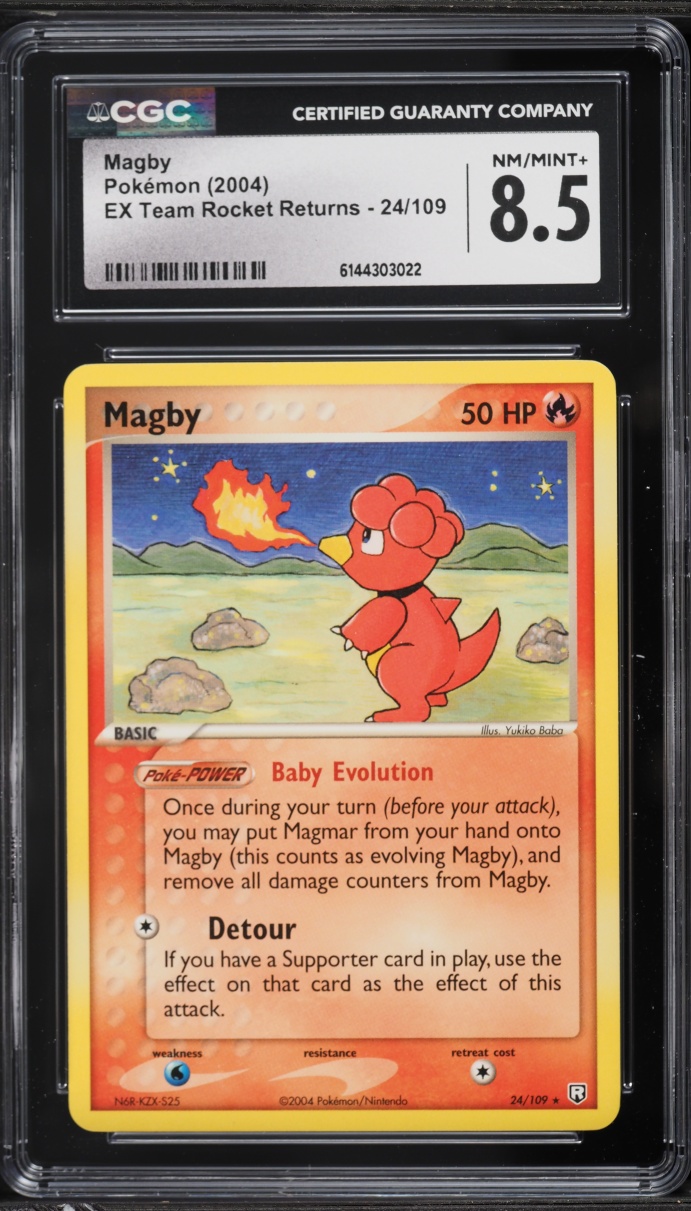 2004 Pokemon EX Team Rocket Returns Magby #24 CGC 8.5 NM-MT+