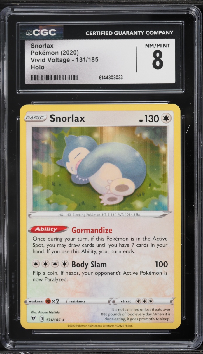 2020 Pokemon Sword & Shield Vivid Voltage Holo Snorlax #131 CGC 8 NM-MT