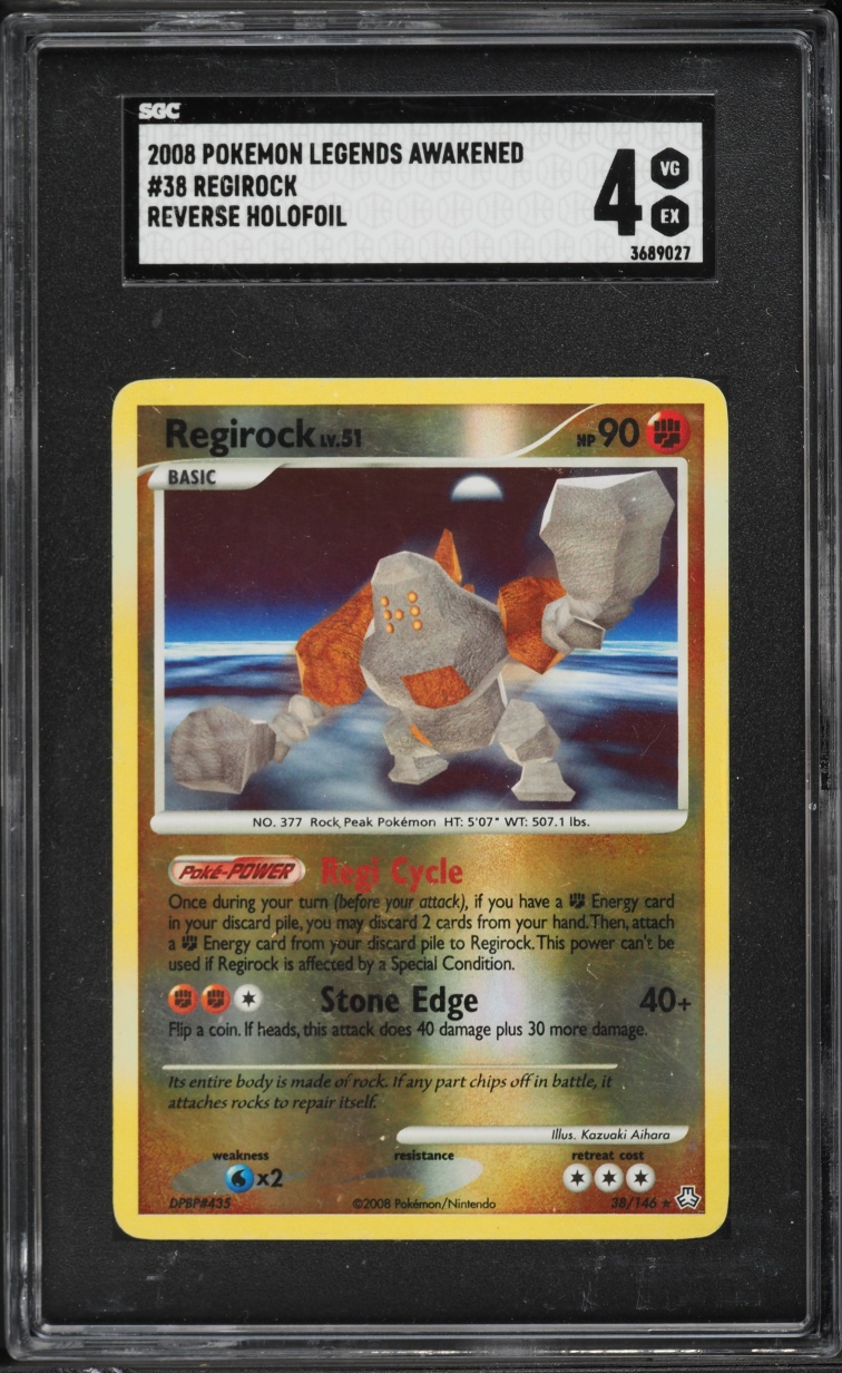 2008 Pokemon Diamond & Pearl Legends Awakened Reverse Holo Regirock #38 SGC 4 VGEX
