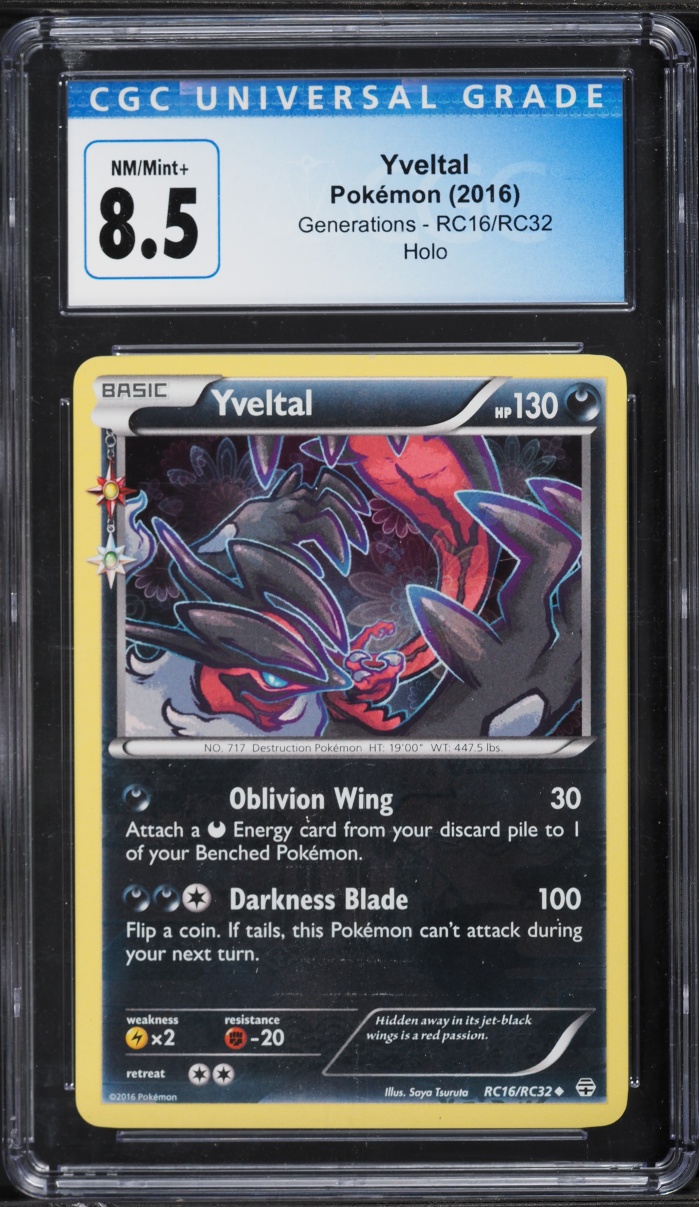 2016 Pokemon XY Generations Holo Yveltal #RC16 CGC 8.5 NM-MT+
