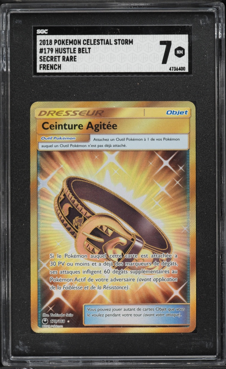 2018 Pokemon French Sun & Moon Celestial Storm Full Art Hustle Belt #179 SGC 7 NRMT