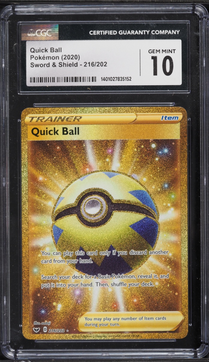 2020 Pokemon Sword & Shield Full Art Quick Ball #216 CGC 10 GEM MINT
