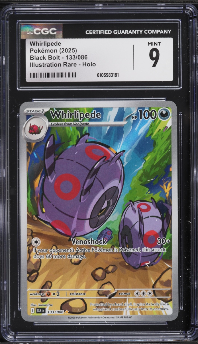 2025 Pokemon Scarlet & Violet Black Bolt IR Whirlipede #133 CGC 9 MINT