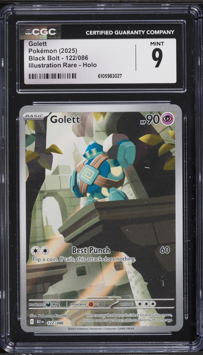 2025 Pokemon Scarlet & Violet Black Bolt IR Golett #122 CGC 9 MINT