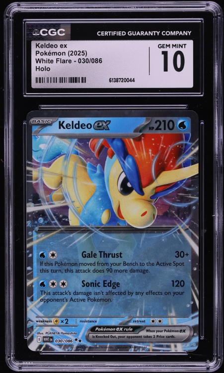 2025 Pokemon Scarlet & Violet White Flare Holo Keldeo ex #30 CGC 10 GEM MINT