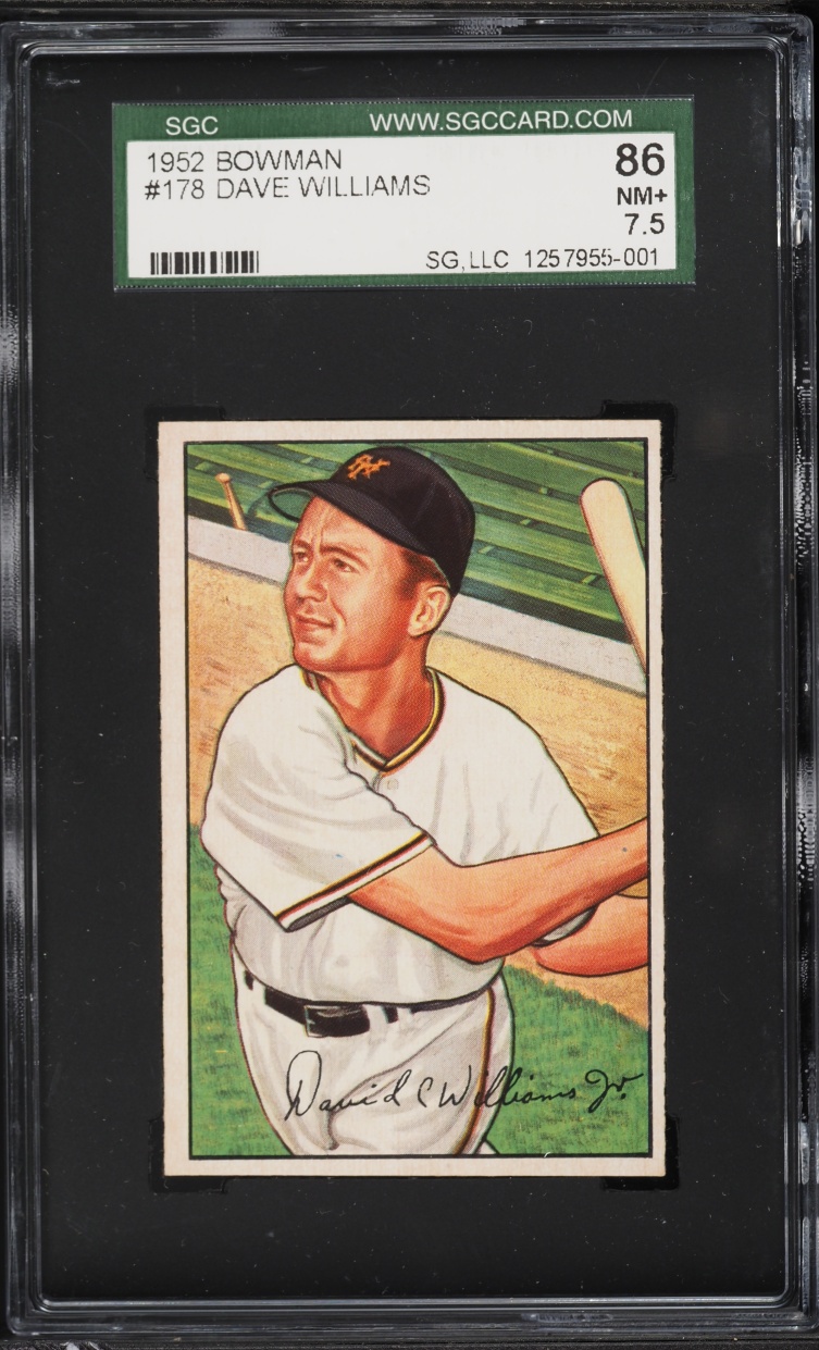 1952 Bowman Dave Williams #178 SGC 7.5 NRMT+