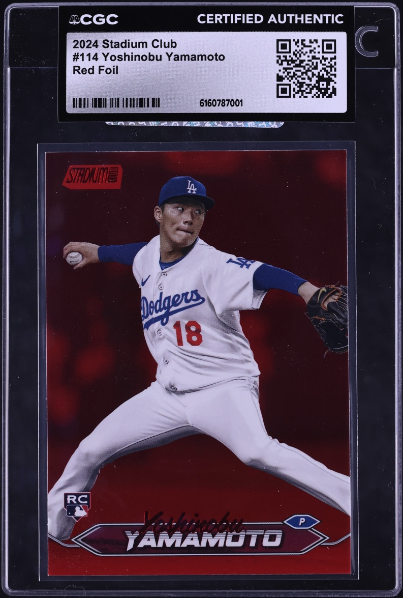 2024 Stadium Club Red Foil Yoshinobu Yamamoto ROOKIE #114 CGC AUTH