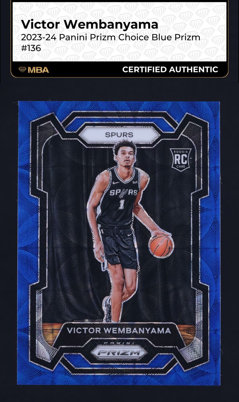 2023 Panini Prizm Choice Blue Victor Wembanyama ROOKIE /49 #136 MBA AUTH