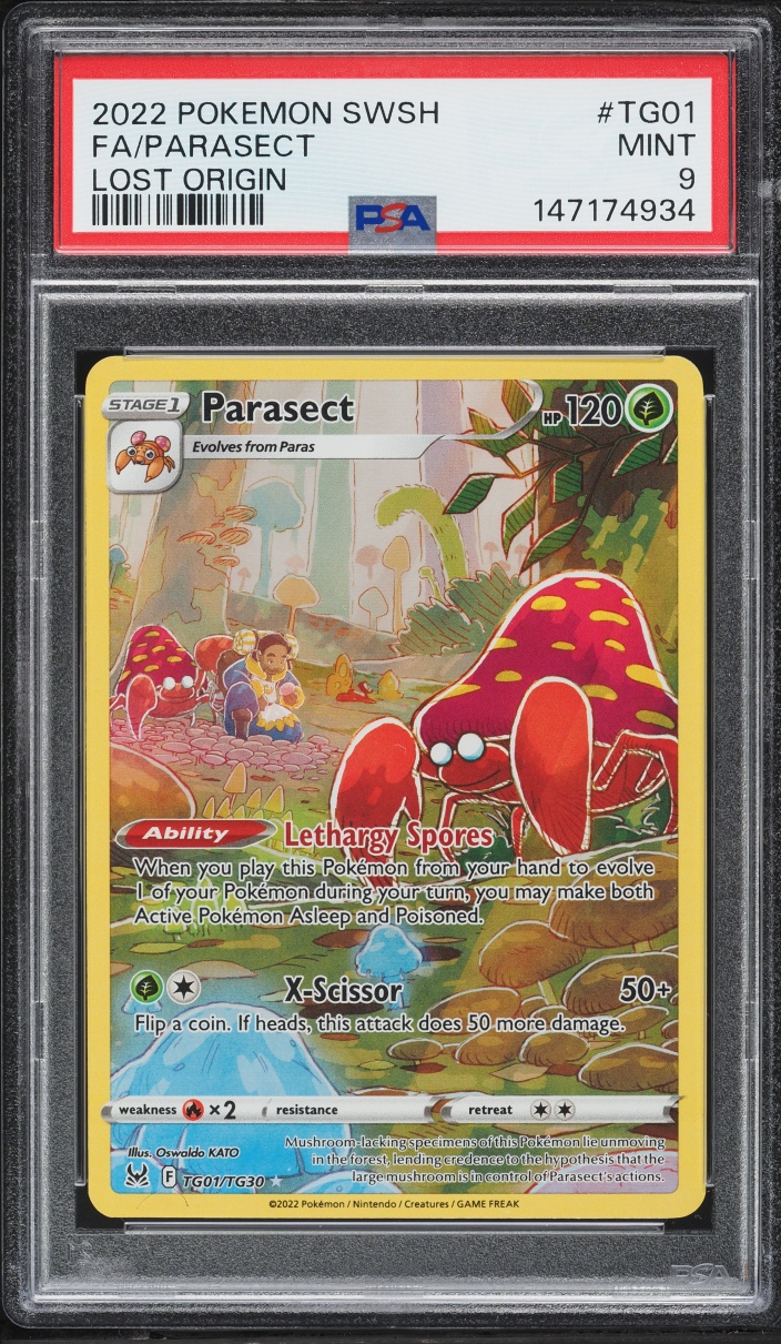 2022 Pokemon Sword & Shield Lost Origin Full Art Parasect #TG01 PSA 9 MINT