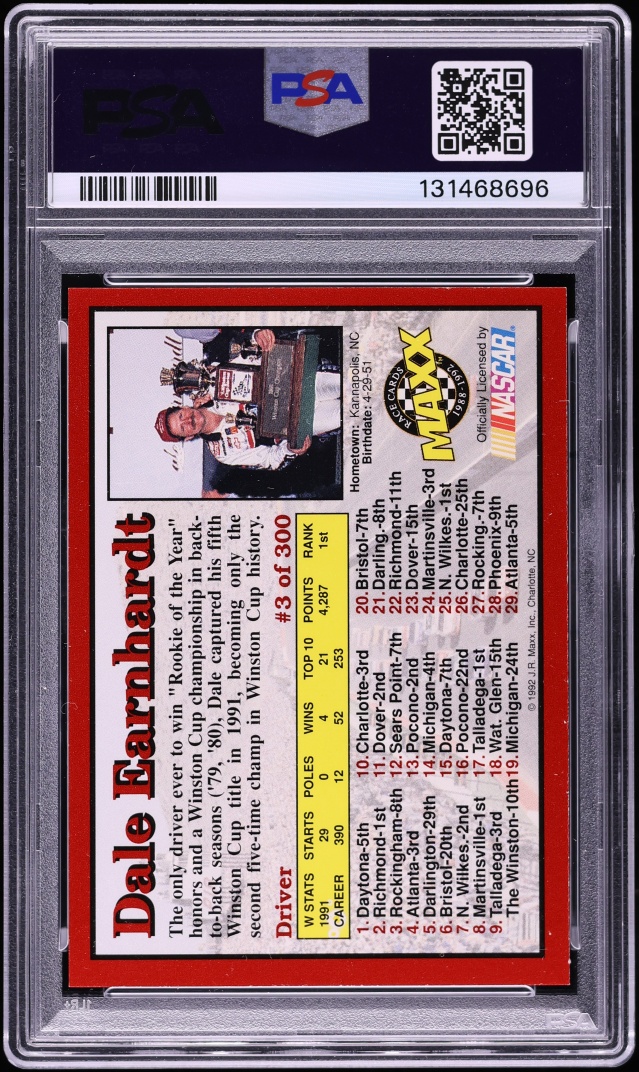 1992 Maxx Red Dale Earnhardt #3 PSA 7 NRMT